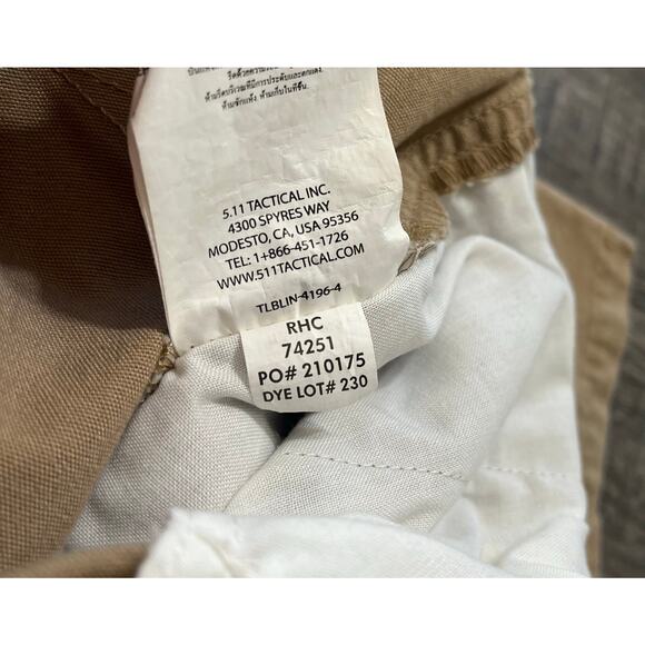 5-11 Tactical Men's Cotton Canvas Cargo Pants 44X30, Coyote. Style# 74251 - Picture 6 of 10